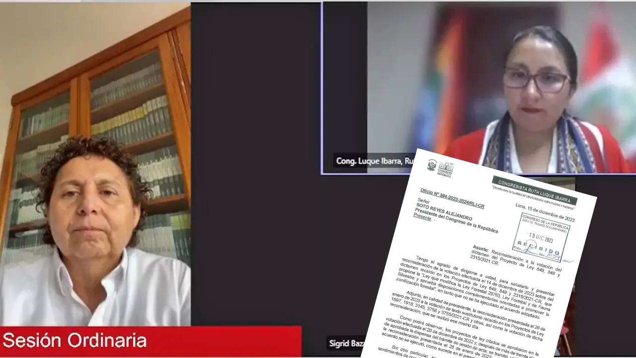 Congresistas Susel Paredes y Ruth Luque presentaron pedido de reconsideración para volver a votar sobre las modificaciones a la Ley forestal (foto: Congreso / composición: Inforegión).