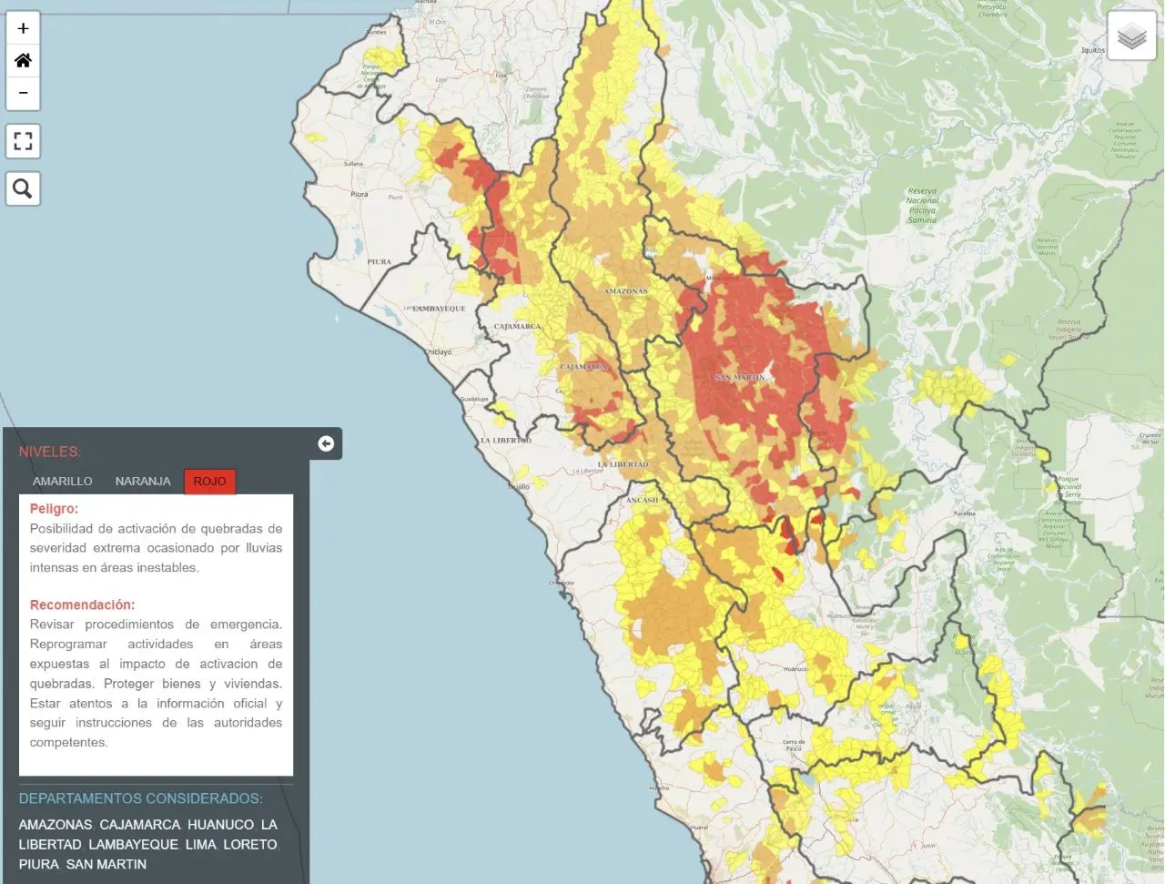 Inundaciones y derrumbes por intensas lluvias en San Martín