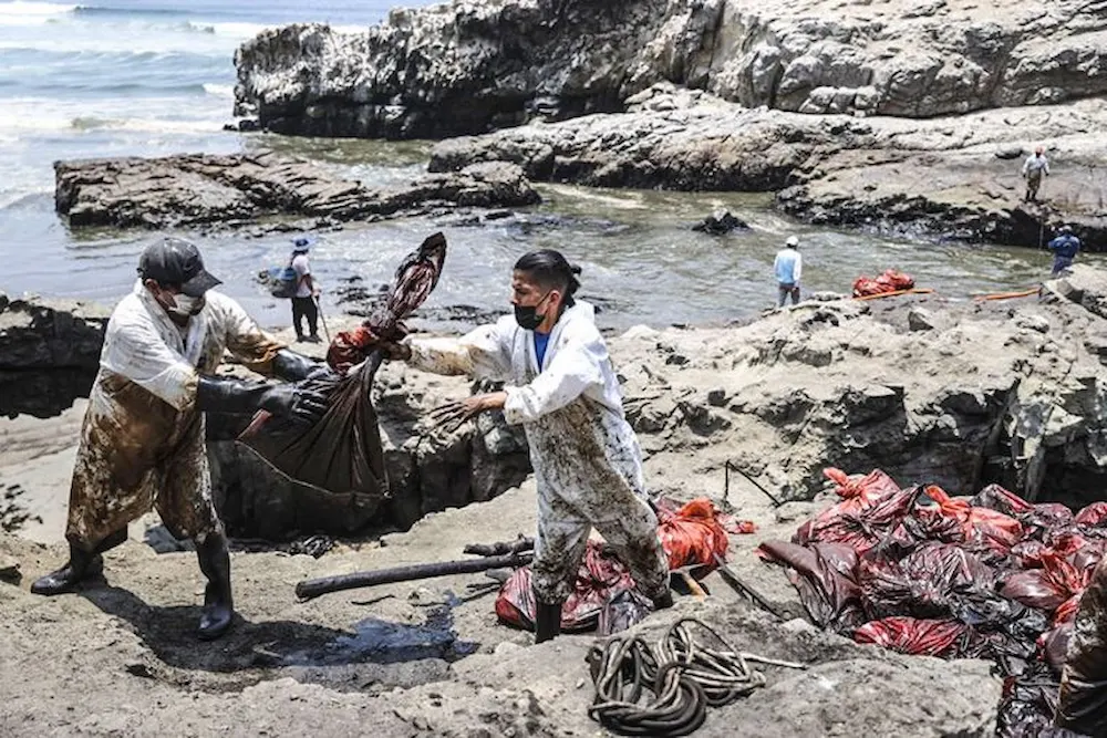 Limpieza de playas tras el derrame de Repsol. (Foto: El Peruano).