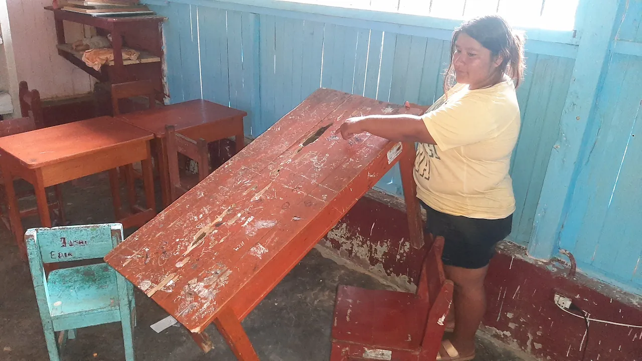 Colegio de centro poblado de Manchuria en riesgo de colapso