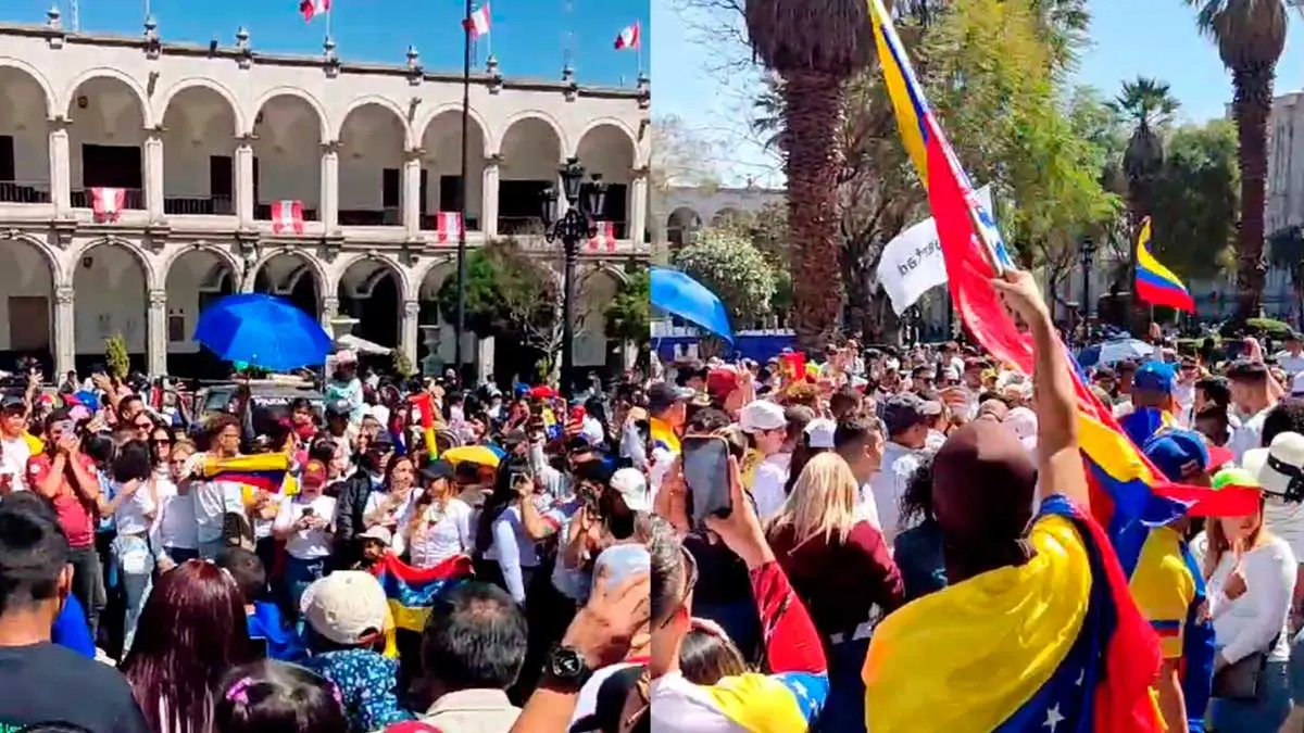 Embajada. Ciudadanos venezolanos en Arequipa manifestando su descontento con el gobierno de Nicolás Maduro. (Foto: El Búho)