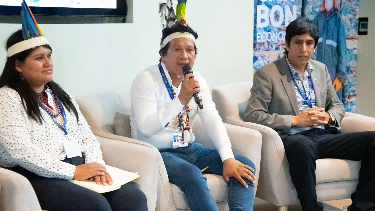 Fermín Chimatani Tayori, presidente de Anecap, durante evento sobre organizaciones indígenas y áreas naturales protegidas (foto: Sernanp).