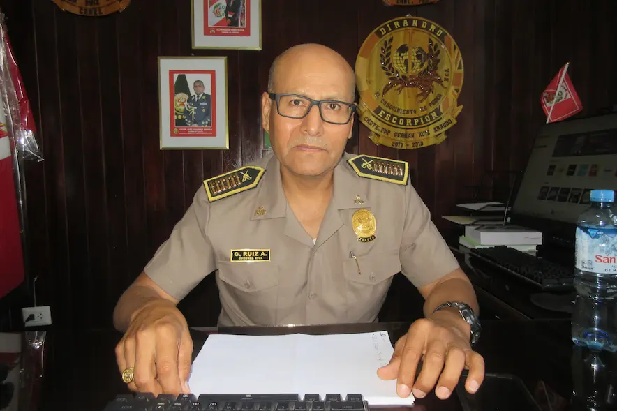 Coronel PNP Germán Ruiz Araujo explico que 504 efectivos brindarán seguridad durante Semana Santa. (Foto: Inforegión).