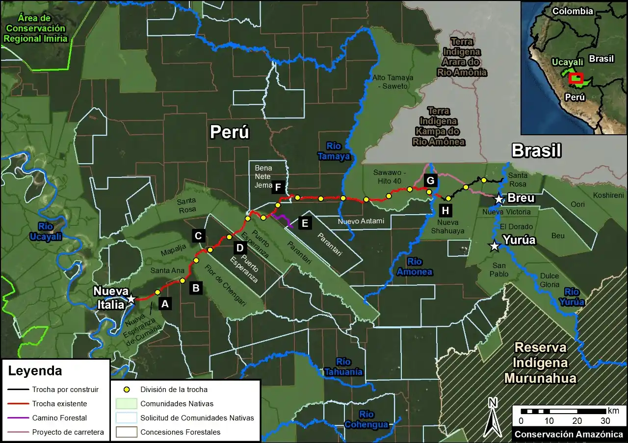 Carretera Nueva Itali – Breu amenaza a pueblos en aislamiento de la Reserva Indígena Murunahua